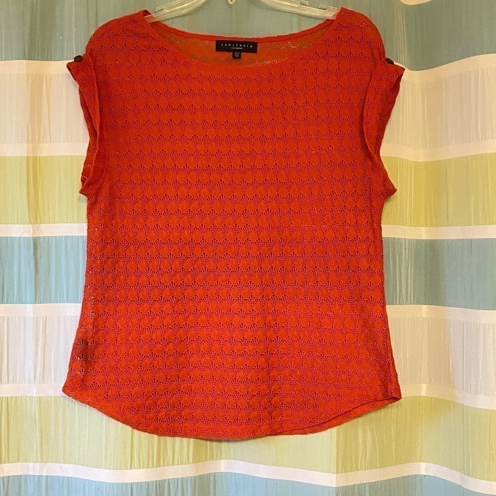 Sanctuary Knit Lace Rust Top Sz XS - Picture 7 of 7